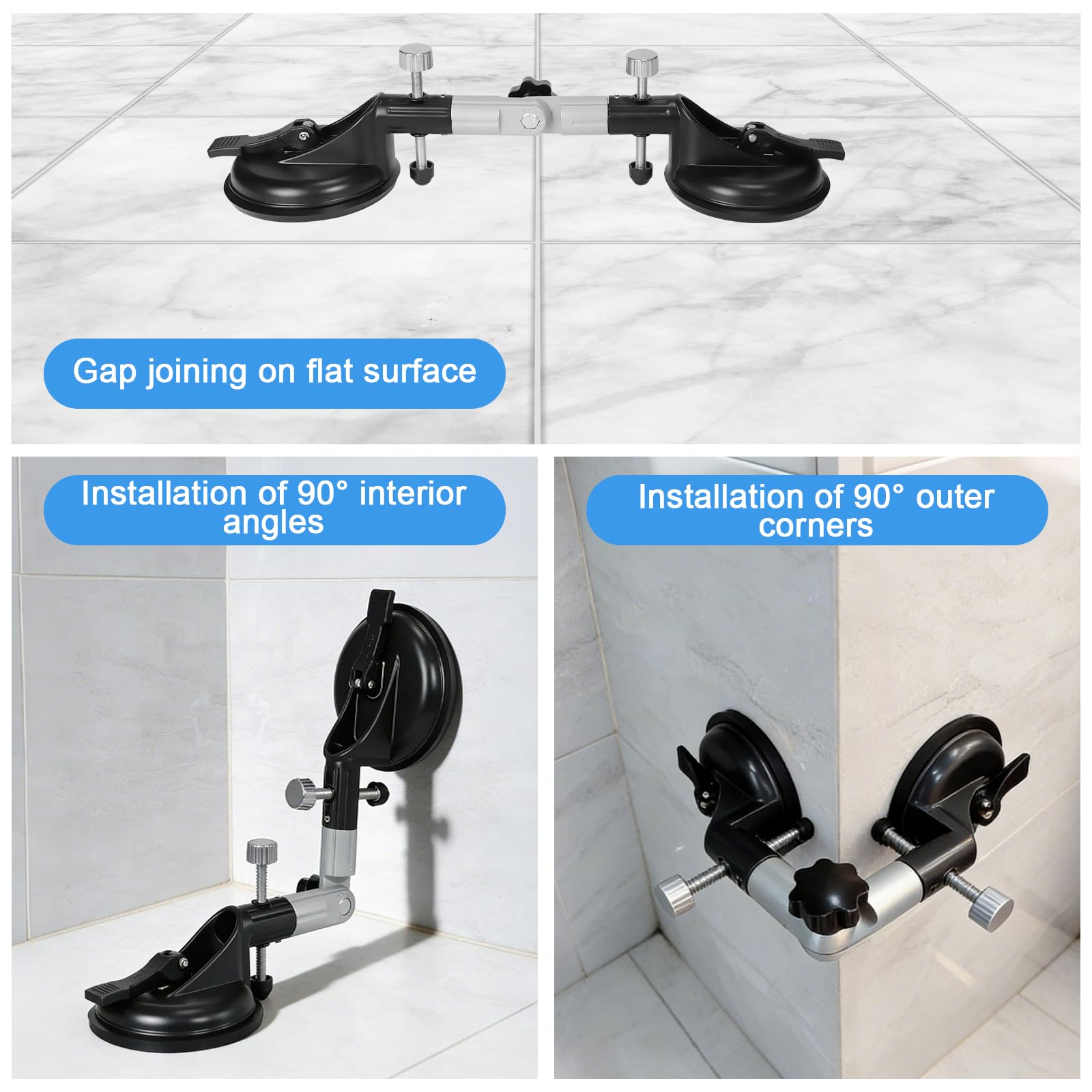 Condition photo showing New/Like New for dewinner 2 pcs 90-270 degree adjustable granite seam setter with 6 in suction cups seam joining and 