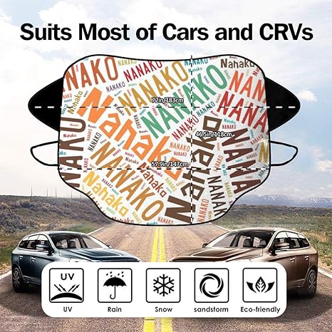 Amazon Co Jp 車用 サンシェード 日本人の名前 菜々子 カーフロントカバー 日除け 遮光 紫外線カット 防水 簡単取付 収納袋付き147 118cm One Size 服 ファッション小物