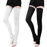 SATINIOR 2 Pairs Women's Winter Leg warmers Extra Long Thigh High Leg Warmers 80s Knit Over Knee High Socks