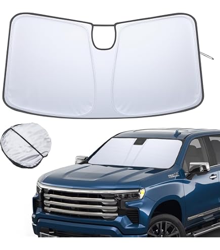 Windshield Sun Shade Umbrella For Chevy Silverado 1500 2019-2025 - Custom Fit UV Protection Sunshade