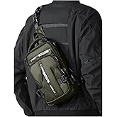 SEAFEW Small Sling Crossbody Backpack Shoulder Bag for Men, Lightweight One Strap Backpack Sling BacK pack for Hiking Walking Biking Travel Cycling USB Charger Port-Nylon (Olive Green)
