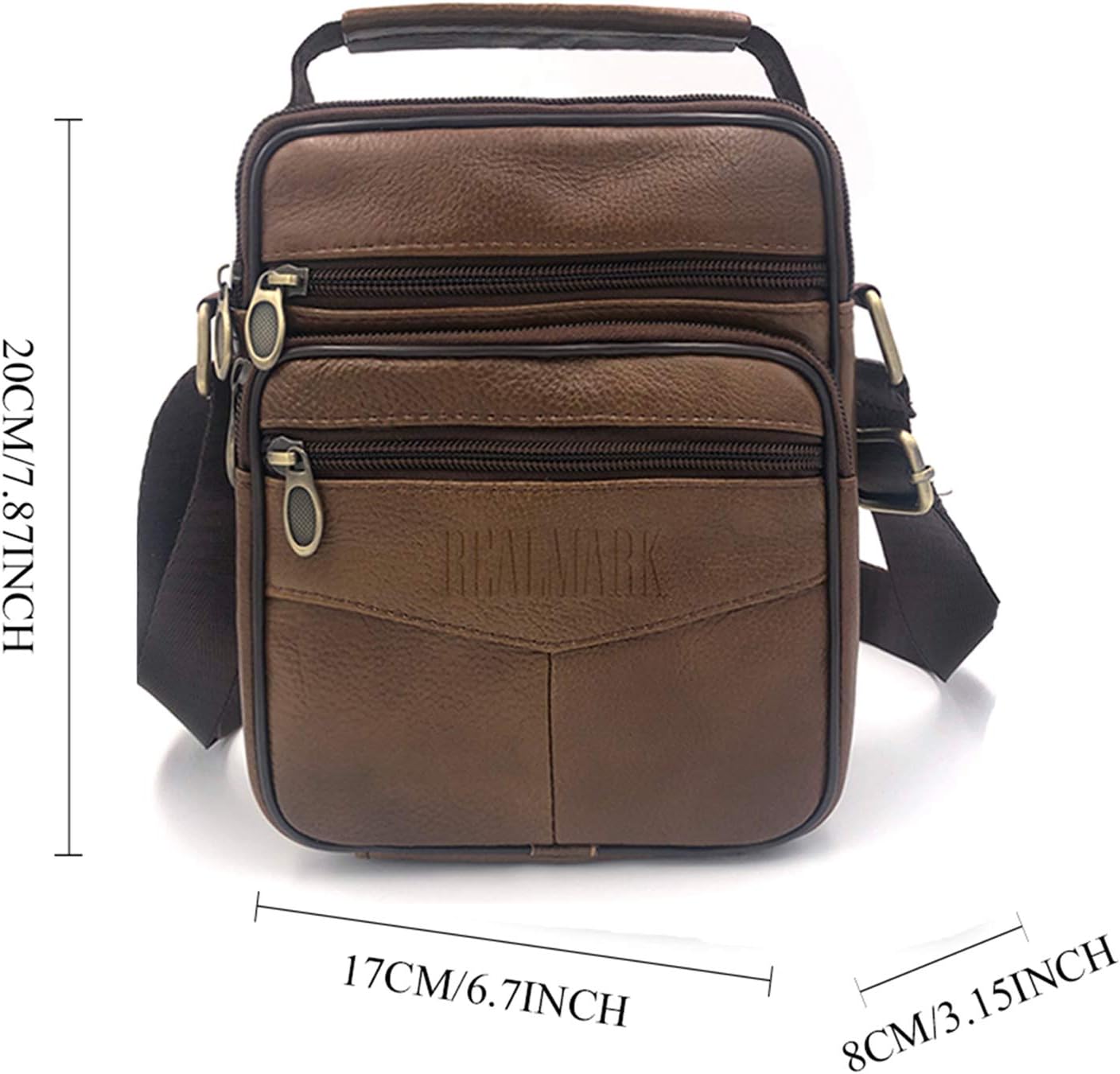 Realmark Men`s Genuine Leather Shoulder Bag Hand bag Crossbody Messenger Purse - Image 4