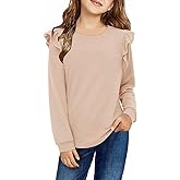 storeofbaby Shirts for Girls Long Sleeve Casual Loose Fit Tunic Tops Solid Blouses