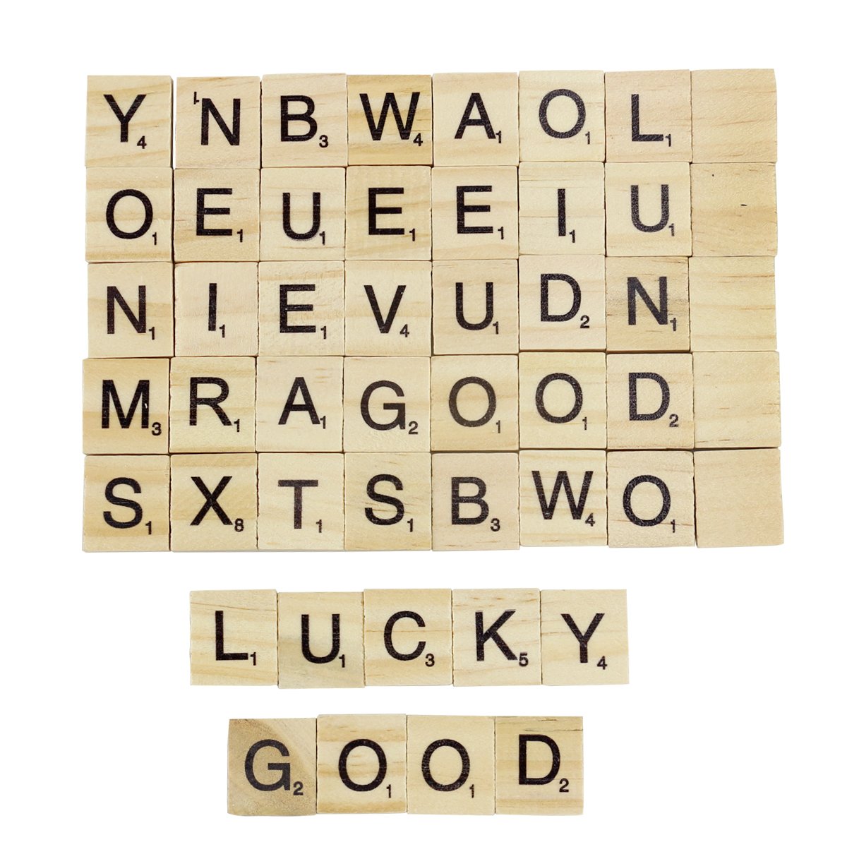 Rocita 100 Wooden Scrabble Tiles DIY Letter Tiles for Pre-school Kids Education Crossword Puzzle