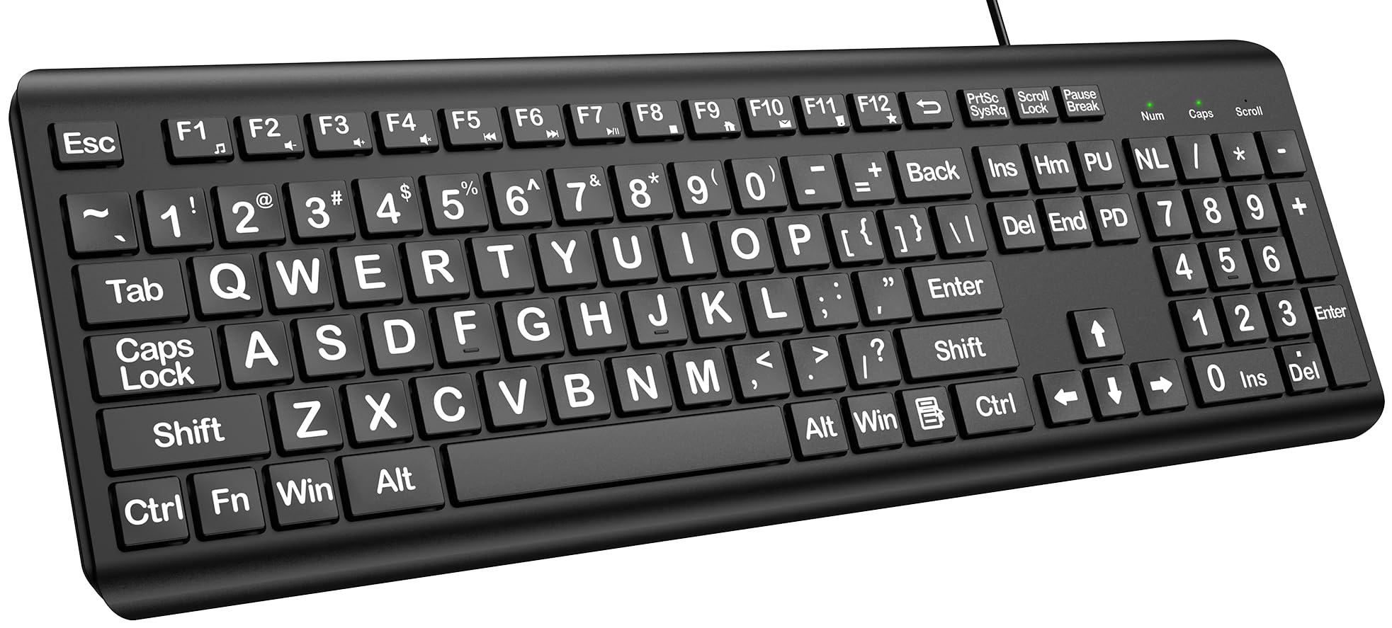 Photo 1 of Large Print Computer Keyboard, Wired USB Full Size Quiet Keyboard with 4X Oversized Print Letters for Visually Impaired Low Vision Individuals Easy to See and Type for PC, Laptop,Windows
