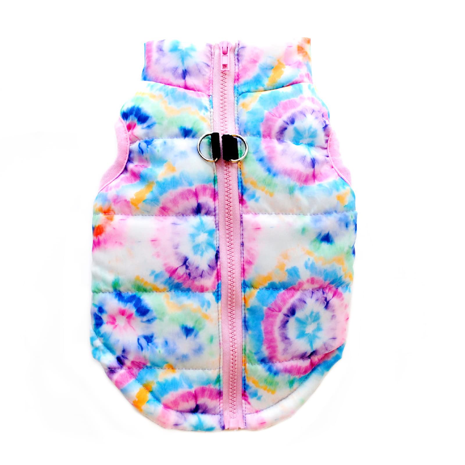 Dreamls Dog Coat, Winter Dog Vest Jacket Windproof Warm Cotton Coat with Zipper Leash Ring Puppy Clothing for Small Dogs (XS-Colorful)