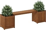 Furinno Hardwood Planter Box Teak Oil Wood Natural 182.12 W x 44.70 H cm