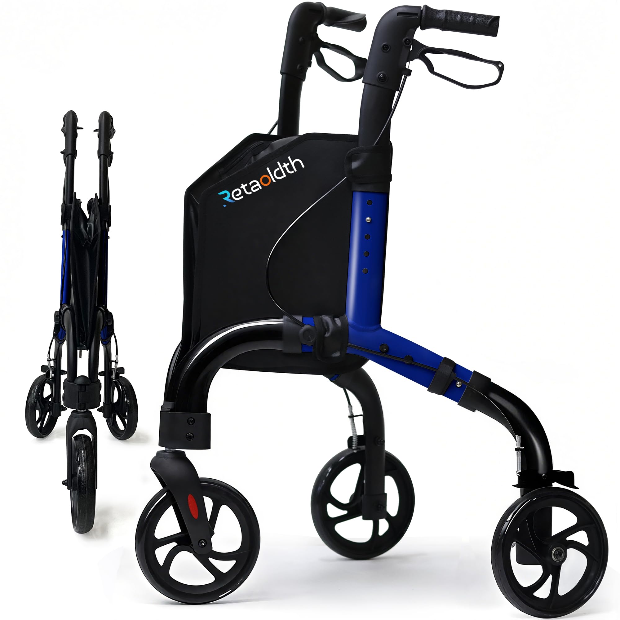 Photo 1 of Lightweight 3 Wheel Rollator Walker for Seniors, Foldable Aluminum Mobility Aid with Storage Bag, Easy-Fold Walking Support for Elderly Balance & Rehabilitation