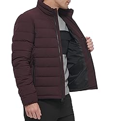 DKNY Men's Light-Weight Quilted Stand Collar Puffer