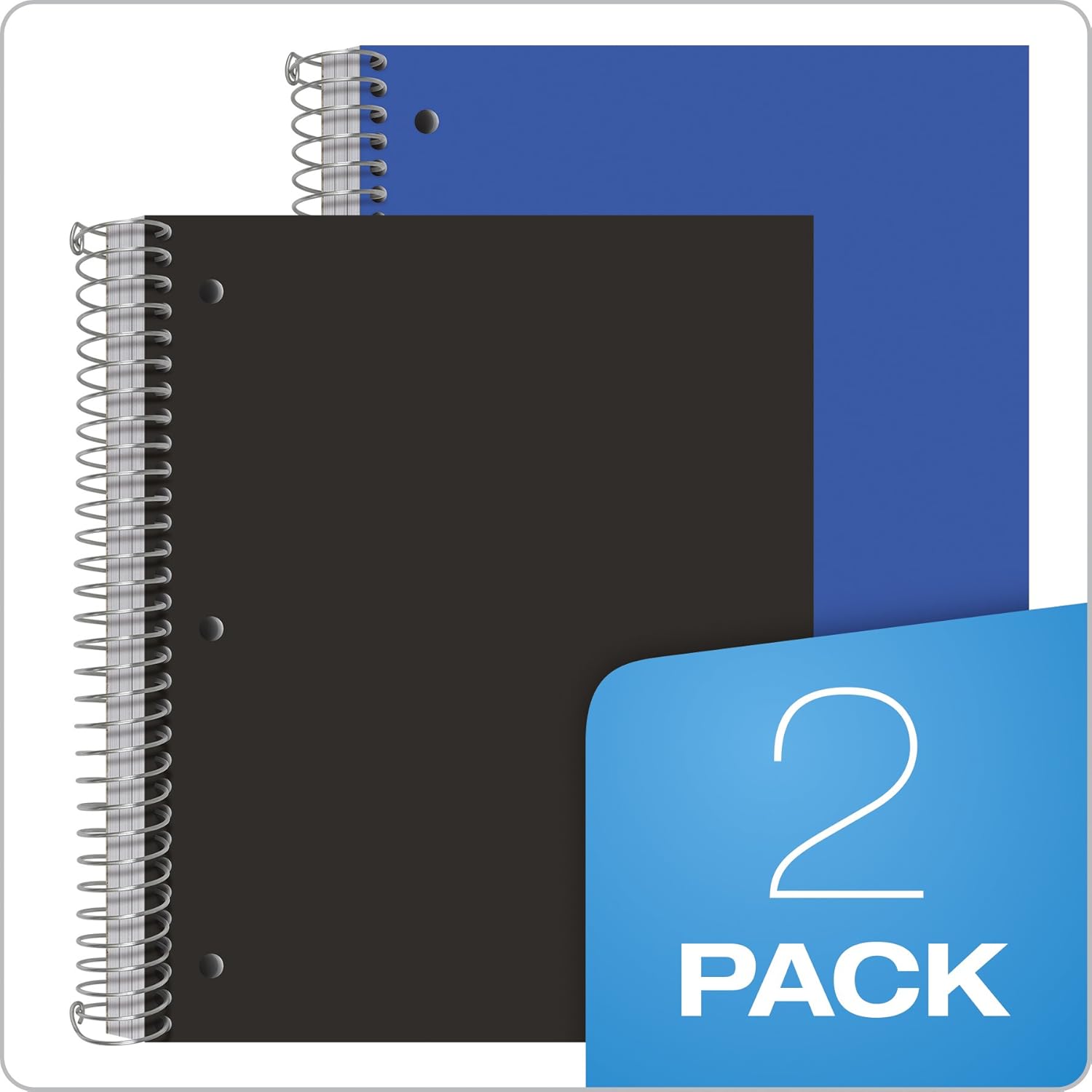 Oxford Spiral Notebooks, 3-Subject, Wide Ruled Paper, Durable Plastic Cover, 150 Sheets, 3 Divider Pockets, 2 per Pack (10385) : Office Products