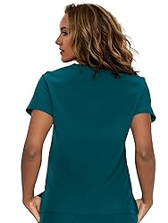 floralhue Scrub Tops for Women, Curved V-Neck Scrub