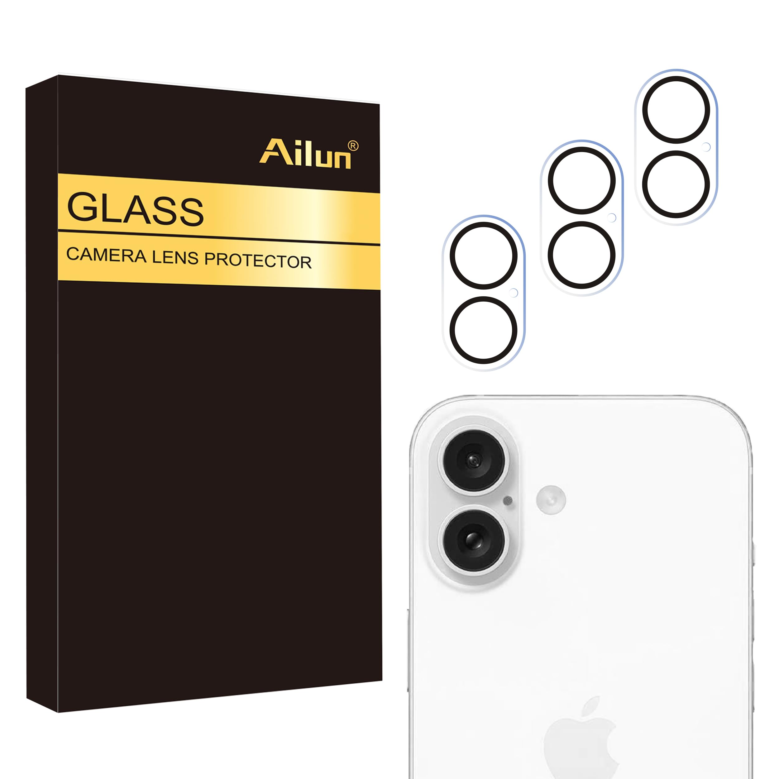 Photo 1 of Ailun 3 Pack Camera Lens Protector for iPhone 16 6.1" & iPhone 16 Plus 6.7",Tempered Glass,9H Hardness,Anti-Scratch,Case Friendly[Does not Affect Night Shots][Not for iPhone 16 Pro/16 Pro Max]