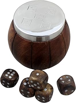 RoyaltyRoute Handmade Wooden Dices Game Set of 5 Dices with Beautiful Dice Box Case