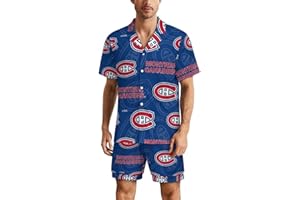 YHMPTRG Short Sleeve Pajamas Set Montréal Button-Down Sleepwear Two-Pieces Loungewear