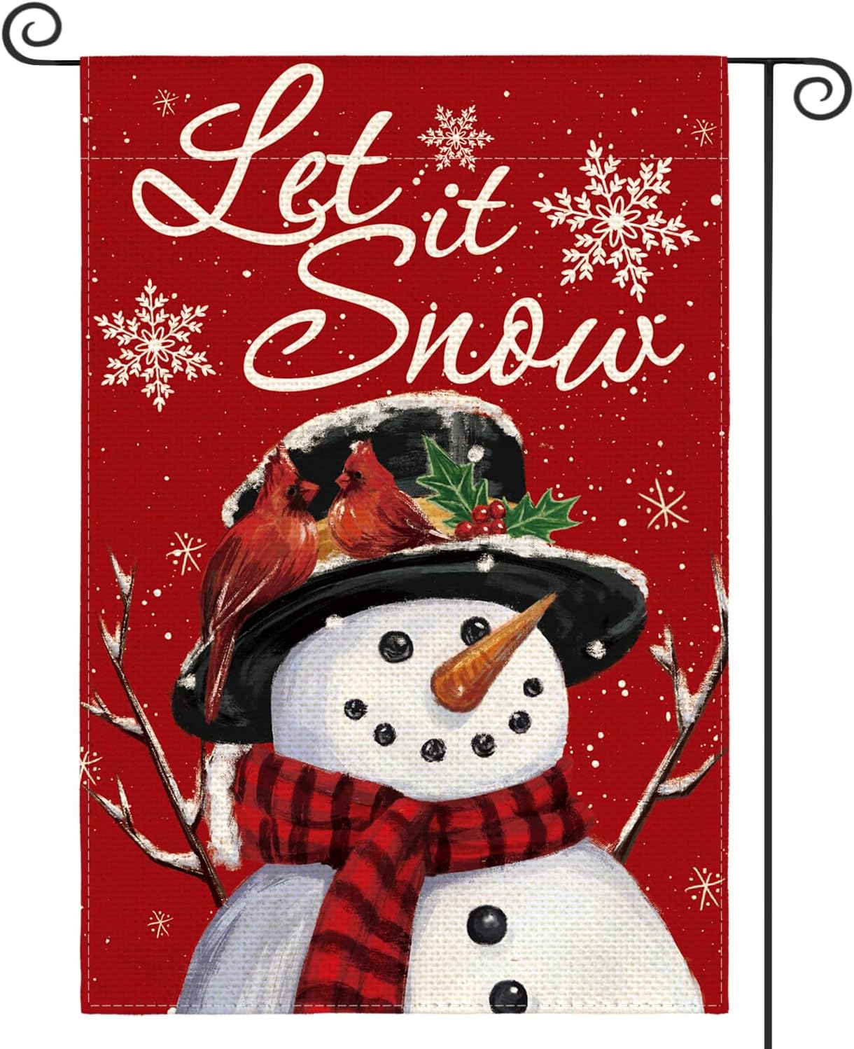 Flags - AVOIN colorlife Let It Snow Snowman Snowflake Christmas Garden Flag 12x18 Inch Double Sided, Red Winter Farmhouse Yard Outdoor Decorative Flag