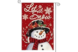 AVOIN colorlife Let It Snow Snowman Snowflake Christmas Garden Flag 12x18 Inch Double Sided, Red Winter Farmhouse Yard Outdoor Decorative Flag