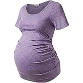 Bhome Maternity Shirt Short Sleeve Tshirt Summer Layering Pregnancy Tee