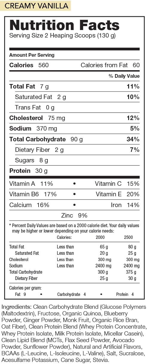Rivalus Clean Gainer - Smooth Vanilla 5 Pound - Delicious Lean Mass Gainer with Premium Dairy Proteins, Complex Carbohydrates, and Quality Lipids, No Banned Substances, Made in USA: Health & Personal Care