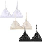 Peachat Lace Bralettes for Women Floral Adjustable Thin Strap V Neck Hook Eye Unpadded Triangle Bralette Wire Free Bra