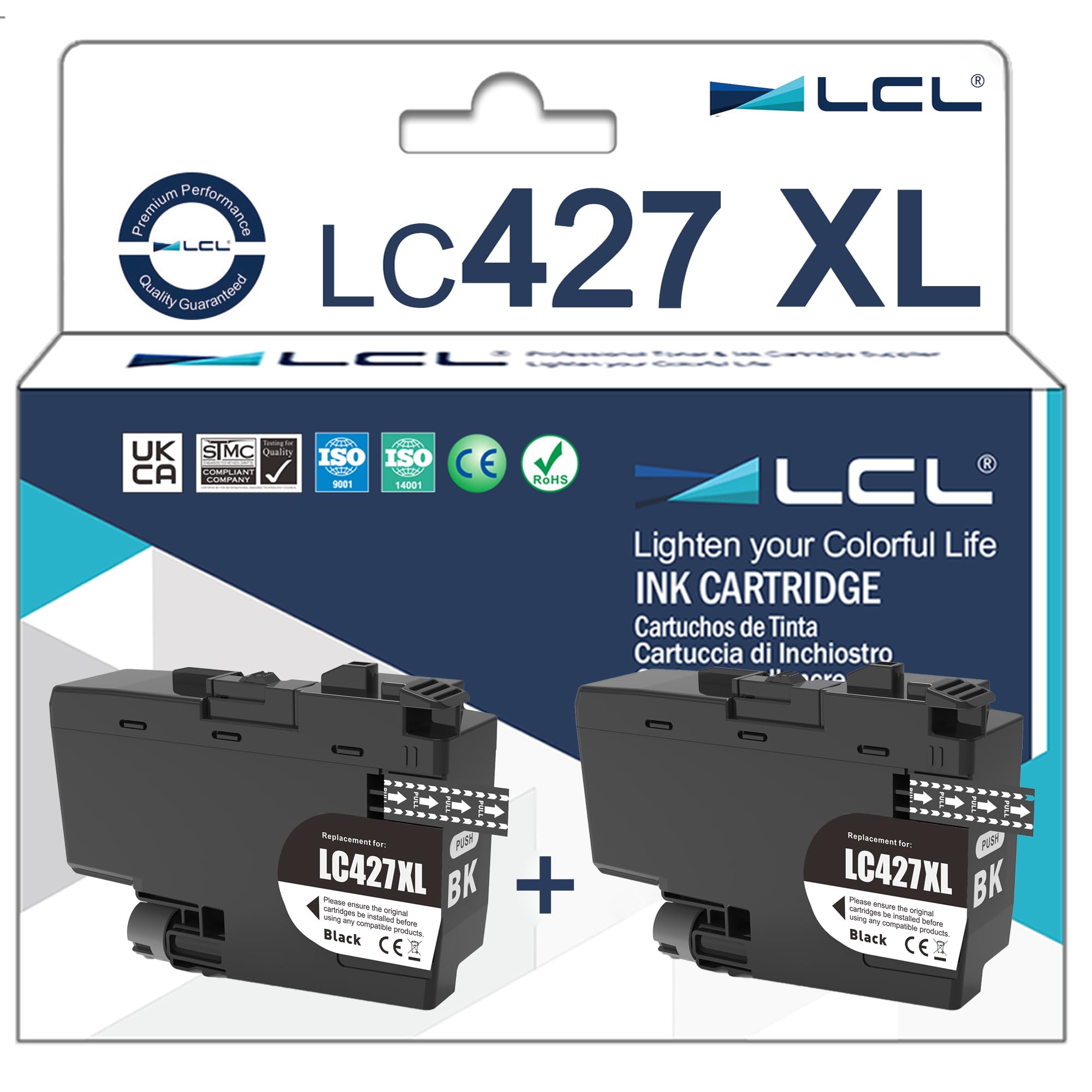 LCL LC-427XL Black High Capacity Ink Cartridge Replacement for Brother LC-427 LC427 LC-427XL LC427XL for MFC-J5955DW MFC-J6955DW MFC-J6957DW MFC-J6959DW HL-J6010DW (2Pack )