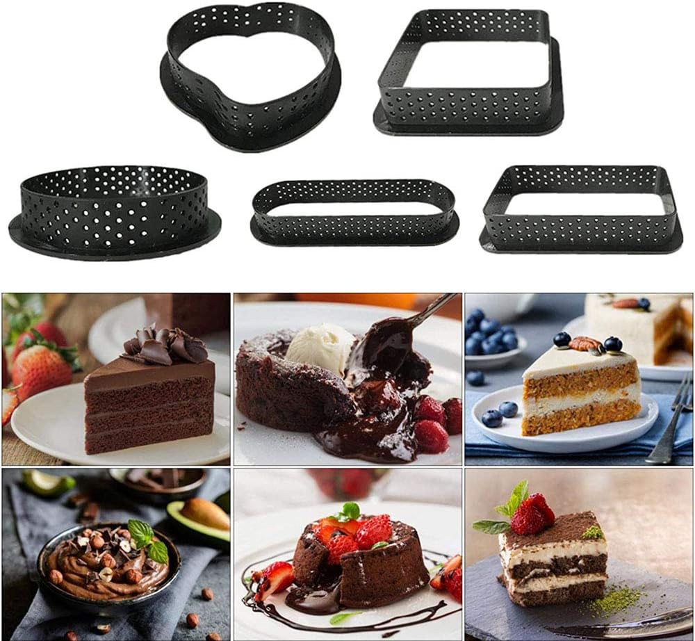 Anneweidinger Com La Patisserie Anneau De Mousse A Gateau Perfore Yghh 5 Pieces Perfore Anneau Gateau De Moule Diy Durable Antiadhesif Poreux Plastique Moule A Anneaux Tarte Mousse Pour Le Dessert 5 Style