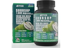 VYXION Soursop Graviola Supplement with Sea Moss, Moringa, Turmeric, Black Seed Oil, Oregano, Ashwagandha | 20-in-One Herbal extracts for Overall Health-Enhancing | Vegan, Non-GMO | 60 Capsules