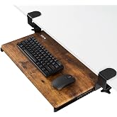 VIVO Vintage Brown Clamp-on 20 x 11 in Keyboard Tray, MOUNT-KB05ES-N | Small Under Desk Keyboard & Mouse Tray for Typing, Sli