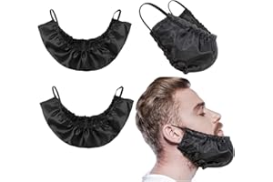 GENERIC 3 Pack Men Beard Bib, Black Beard Covers, Man Bedtime Bib Beard Cap, Beard Bandana Covers, beard mask