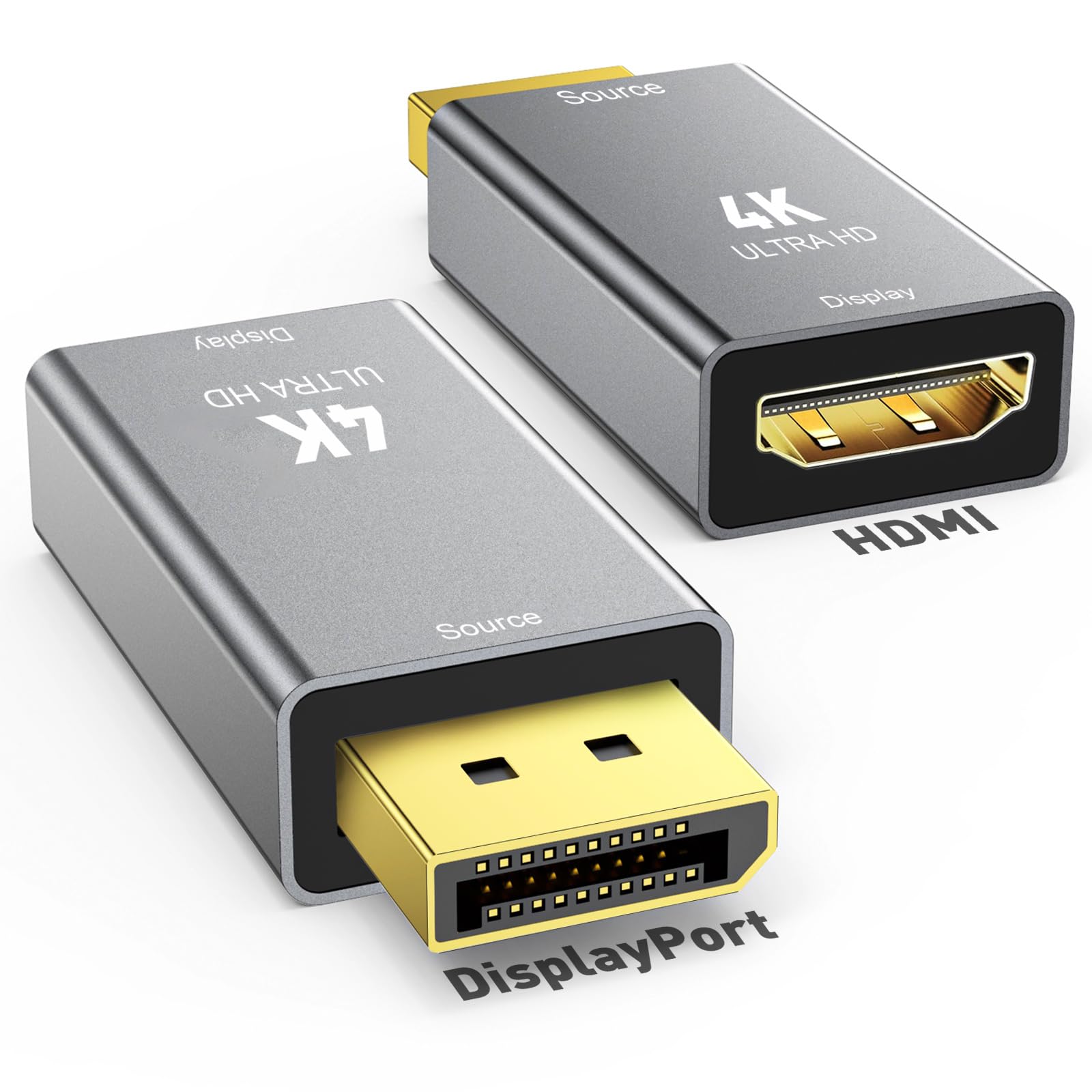 Photo 1 of SWITCHFLUX 1-Pack DisplayPort 1.2 to HDMI 2.0 Adapter (4K@60Hz,1440P/2K@120Hz) Uni-Directional DP (Source) to HDMI (Display) Converter Compatible with PC,Desktop,AMD,NVIDIA,and Gaming Monitors