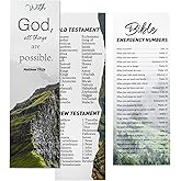 VANRA 20 Pack Books of The Bible Bookmark + 20 Pack Bible Emergency Numbers Christian Bookmarks Bulk Large Print Book Markers for Reading Religious Church Gifts for Prayers Women Men
