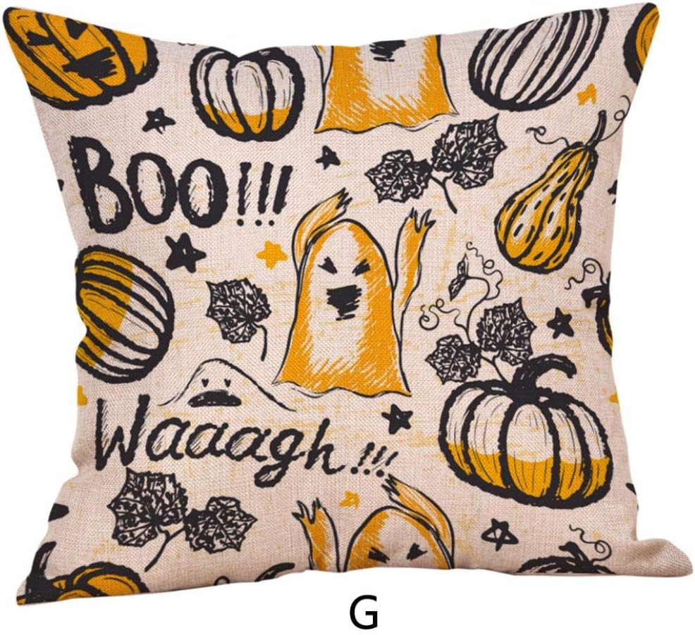 TAOtTAO Halloween Pillow cover, Halloween Pillow Cases Linen Sofa Pumpkin ghosts Cushion Cover Home Decor (G 45cm*45cm)