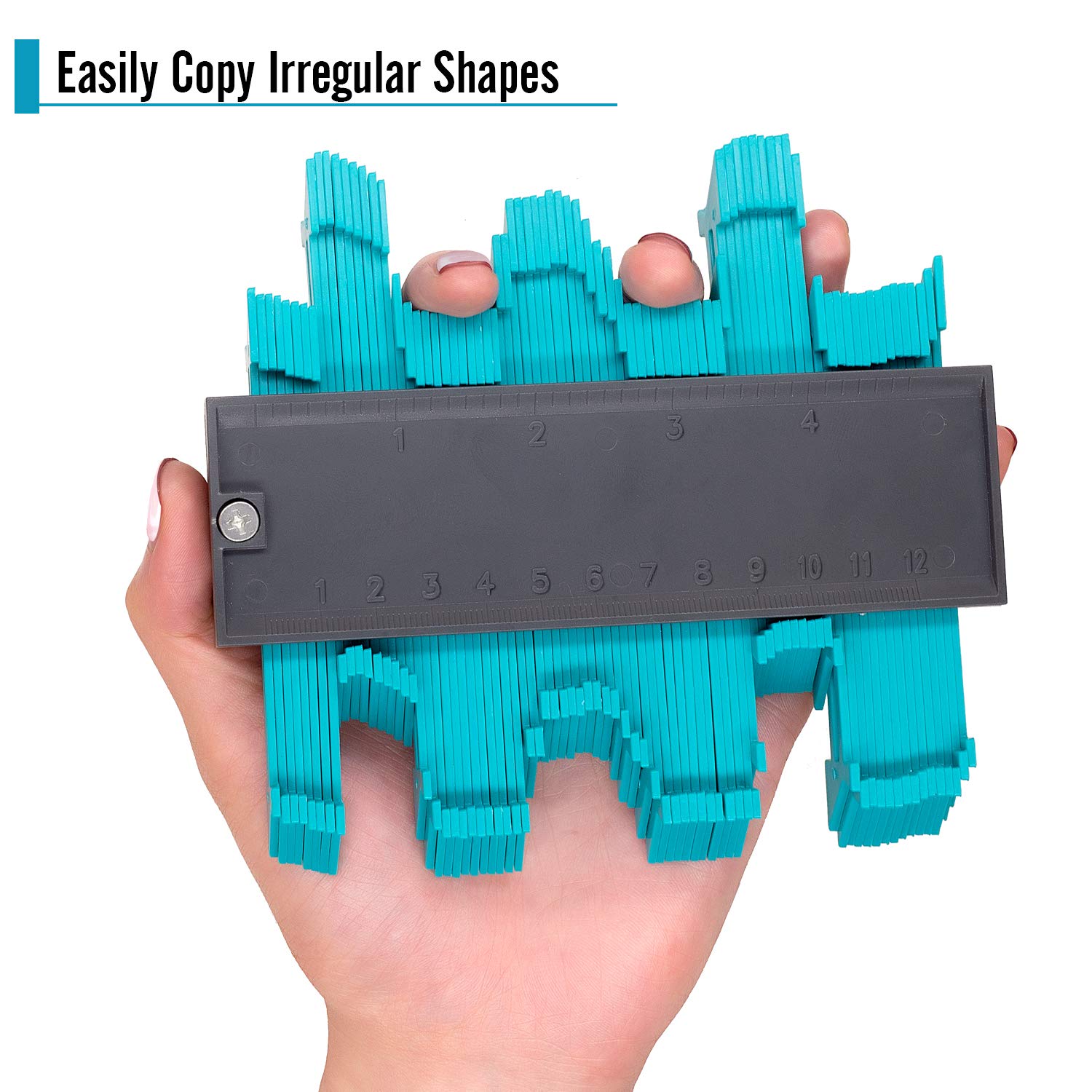 Seven Sparta Contour Gauge Duplicator, 5 Inch Profile Guide for Woodworking Project Copy Layout Shape, Tracing Pipe Tile Frame Template, Measuring Tool for Perfect Fit and Easy Cutting (Green)