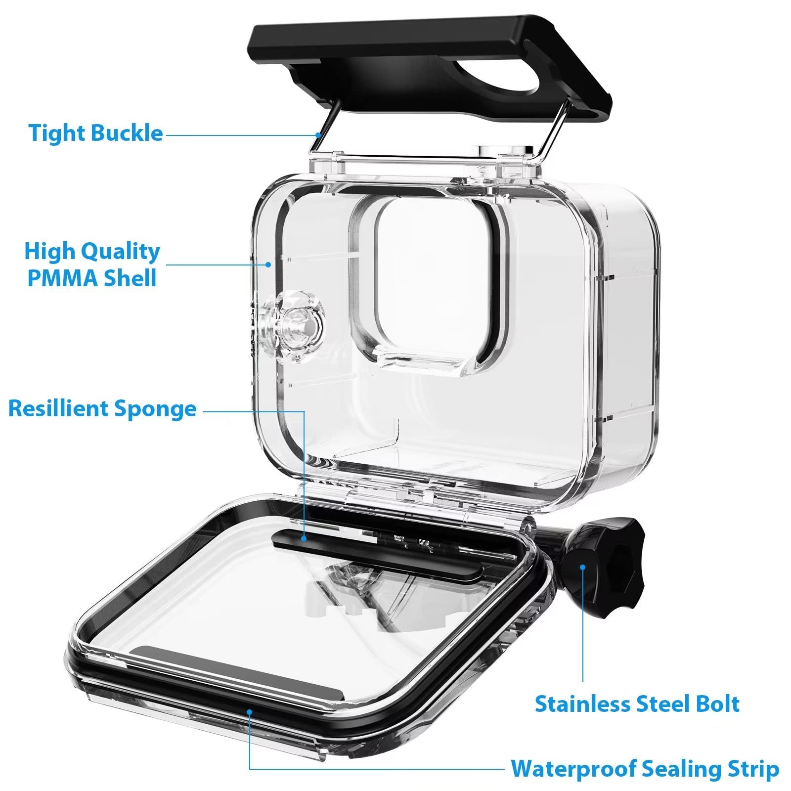 HONGDAK 196ft/60m Waterproof Housing Case for GoPro Hero 13 12 11 10/9 Black, Protective Underwater Dive Housing Shell with Bracket Accessories for Go Pro Hero13 Hero12 Hero11 Hero10 Hero9 Camera