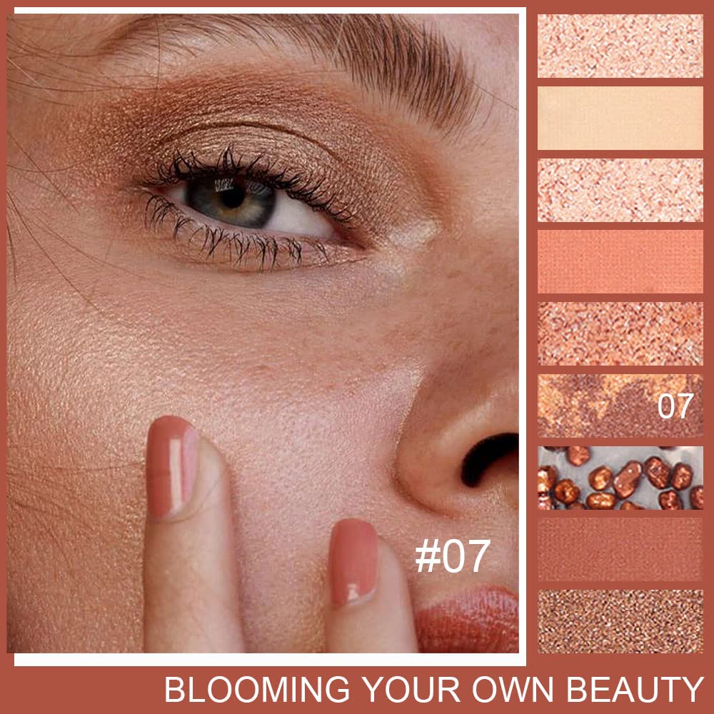 AMY'S DIARY Dark Brown EyeShadow Palette, Copper Eyeshadow glitter brown matte Shimmer Makeup,Hazel Eyes Eyeshadow Palette,smokey eye eyeshadow palette waterproof Long Lasting