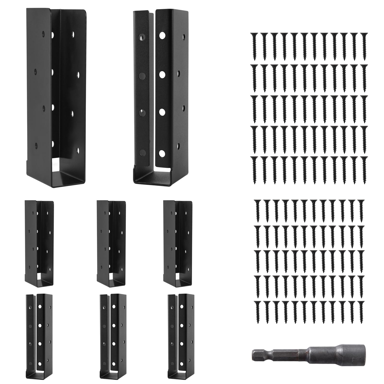 Photo 1 of 8 Pcs Concealed Joist Hangers, 2"x8" Outdoor Trim Concealed Flanges, Q235B Steel Powder Coated Concealed Mount Joist Hangers for 2"x8" Beam Swing