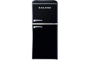 Galanz GLR40TBKER Retro Compact Refrigerator, Mini Fridge with Dual Doors, Adjustable Mechanical Thermostat with Freezer, 4.0 Cu Ft, Black