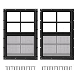 2 Pack 14" x 21" Black Shed Window with Tempered