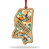 Mississippi State Ornament, Unique Mississippi Ornament Keepsake for Decoration Decor, Home Decor Gifts, State Ornaments, 3D Wooden Acrylic Cut Birthday Gift for Men Women Family Friends