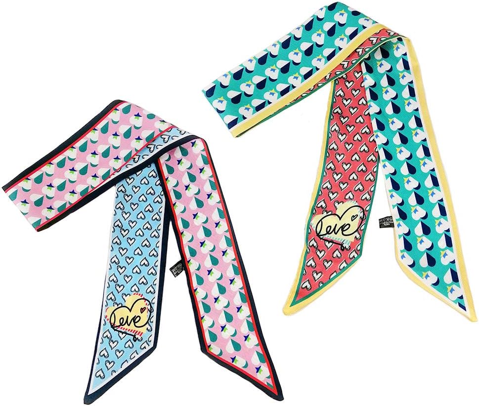 2Pcs Bag Handbag Handle Ribbon Scarf for Package Band Hair Head Neck Neckerchief Silk Scarf Bracele