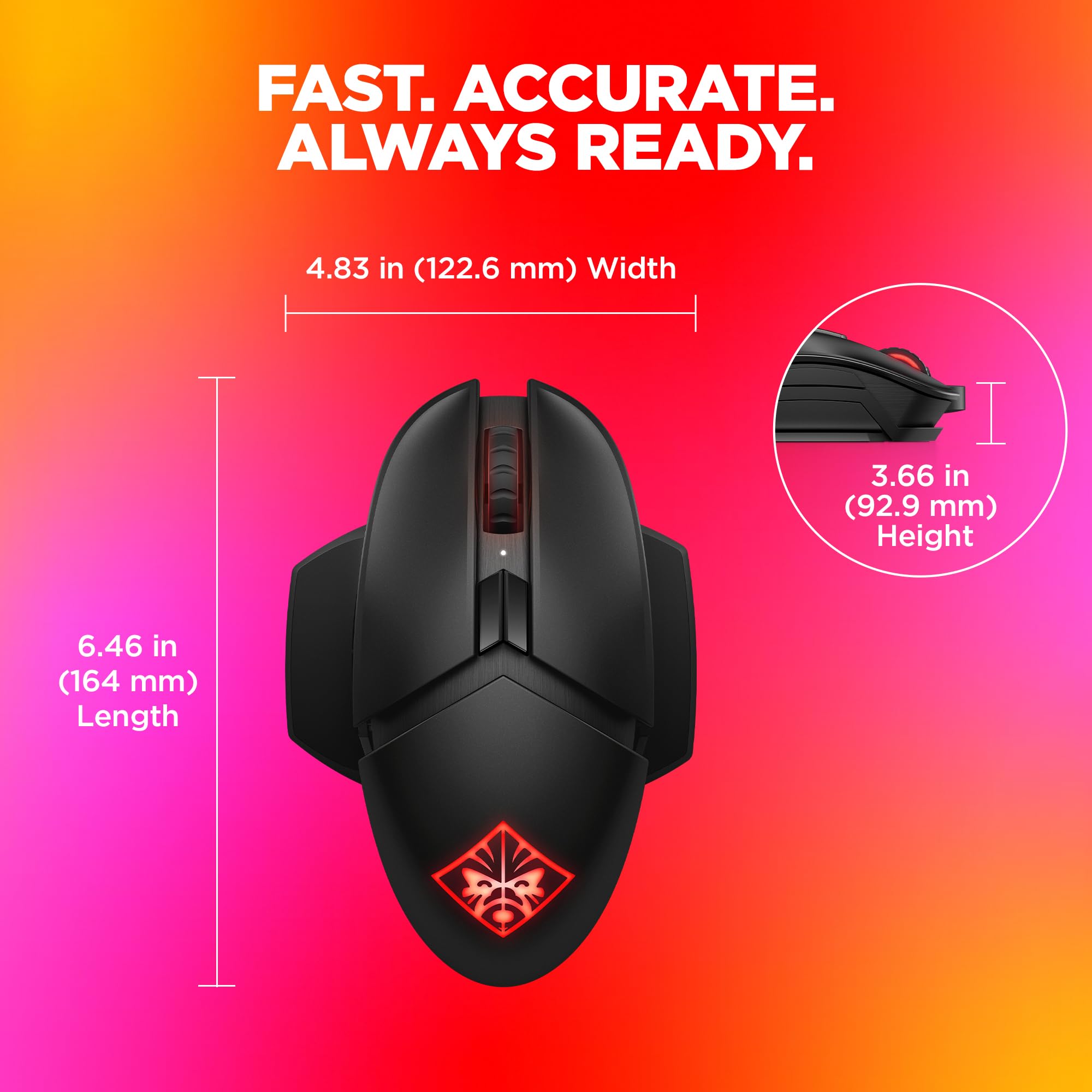 OMEN by HP Photon Wireless Gaming Mouse with Qi Wireless Charging, Programmable Buttons, Custom RGB, E-Sport DPI (6CL96AA)