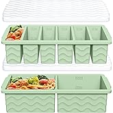 2-Pack Silicone Freezer Trays with Lid, 2 Large 2-Cup(500ml) & 6 Small 1/2-Cup(125ml) Soup Freezer Container Molds, Ice Cube Tray For Meal Prep & Freezing Soup, Stews, Sauces, Oven & Dishwasher-Safe