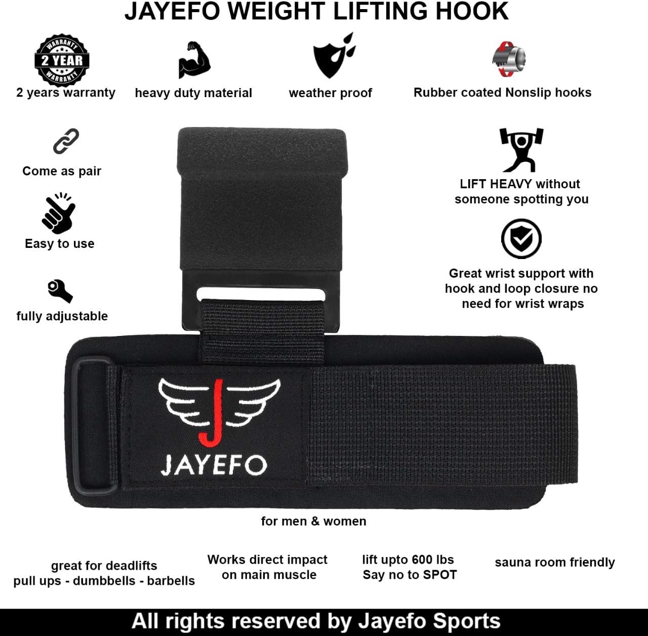Jayefo {Weight Lifting Hooks} {Wrist Wraps & Support} {Hooks Grip} Lifting Gloves Straps Bodybuilding Deadlifts Pull Ups {Home Gym} Workout… : Sports & Outdoors