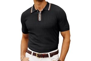 PJ PAUL JONES Mens Knitted Polo Shirts Short Sleeve Textured Pullover Golf Polo T Shirts