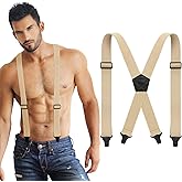 Janmercy X Back Hidden Suspender Heavy Duty Work Airport Friendly Suspenders Under Clothing for Men Women