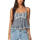 Women Y2k Sexy Summer Cami Tops Sleeveless Lace Trim Ruffle Hem Camisole Tee Girls Going Out Tops Party Beachwear
