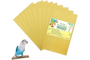 Acsist 10PCS Gravel Paper for Bird Cage, 16 x 10 inch Cuttable Sea Sand Paper Liners, Calcium Sandpaper for Hard-Billed Birds, Bird Cage Liners for Parrots,Cockatiels & All Your Feathered Friends