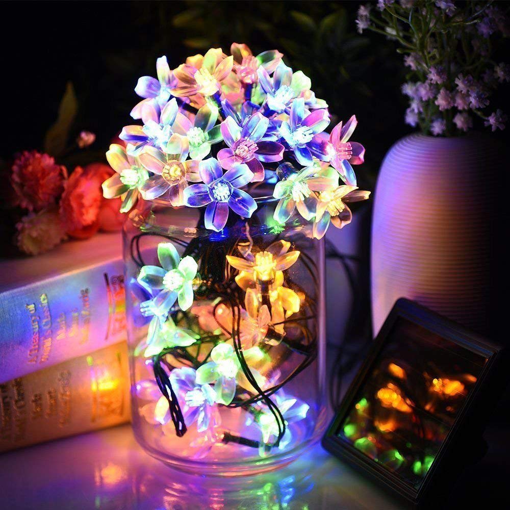 Solar Garden String Lights,Cshare Solar Powered Fairy Lights Outdoor 50 LED 22ft 8Modes Waterproof Outdoor Flower String Lights for Yard, Christmas Tree, Home, Wedding,Party Decorations (Multi Colour)