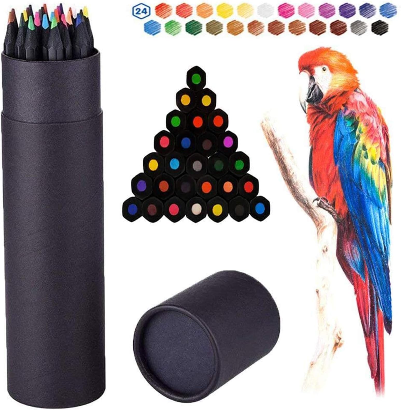24 Colouring Pencils Set for Adult Coloring Books, Illustration and Sketching with Storage Case, Ideal for Drawing, Blending & Shading, Coloured Art Supplies for Beginner & Artist