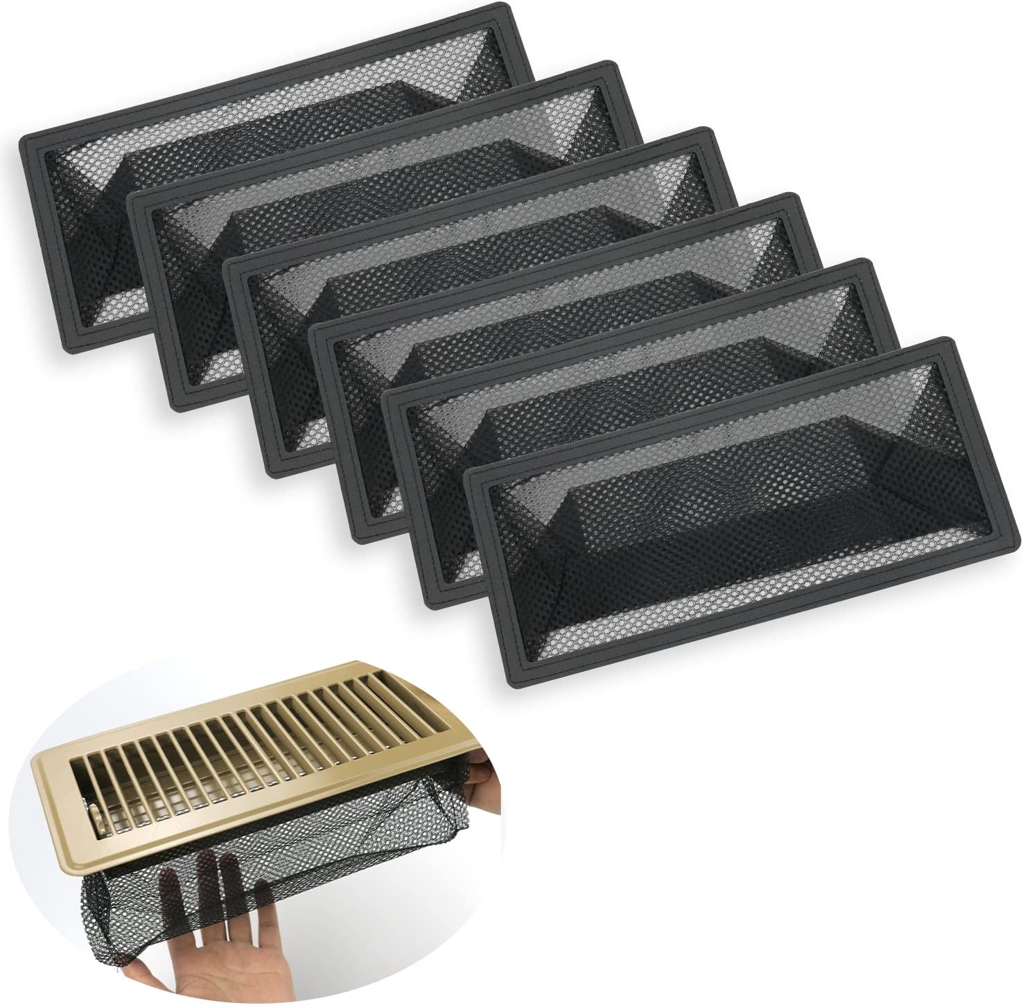 Registers, Grilles & Vents - Floor Register Trap, Air Vent Filter Mesh Catcher, Vent Screen Net Keeps Bugs, Coins, Pet Hair, Food Out (4 * 10''/ 6 Pack)