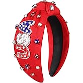 MOLOCH American Flag Headband 4th of July Headband Red White Blue USA Stars Knotted Hairband for Women Rhinestone Crystal Patriotic Hairband Party Hair Accessory Stars